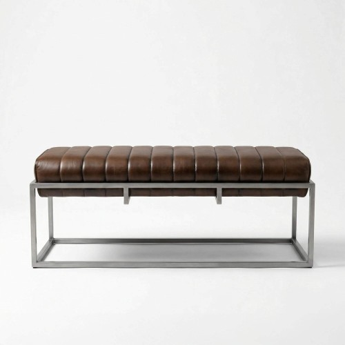 Vintage halbank van echt leer en metaal - Norton