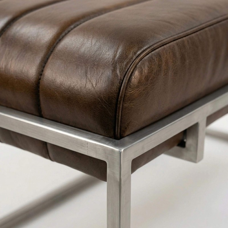 Vintage halbank van echt leer en metaal - Norton