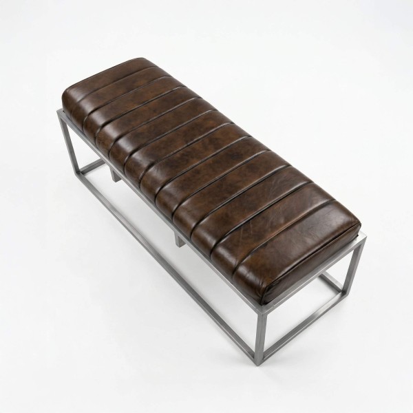 Vintage halbank van echt leer en metaal - Norton