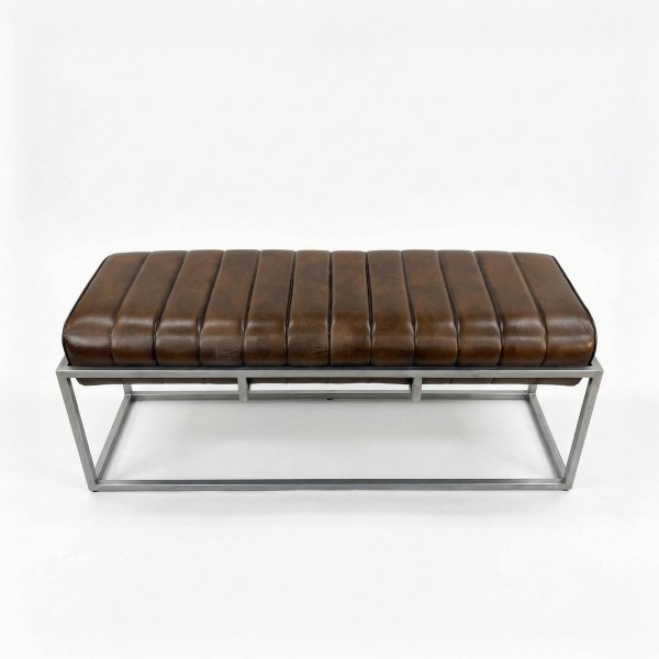 Vintage halbank van echt leer en metaal - Norton