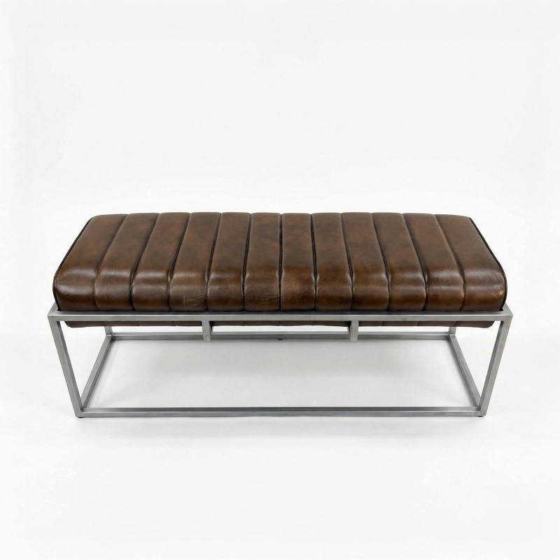 Vintage halbank van echt leer en metaal - Norton