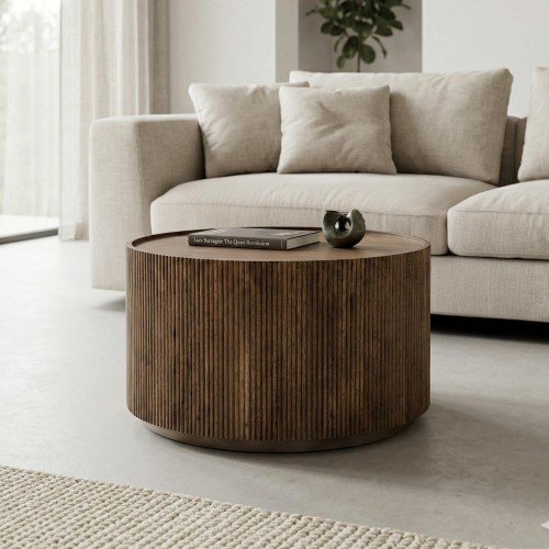 Ronde salontafel van massief hout - Sepia