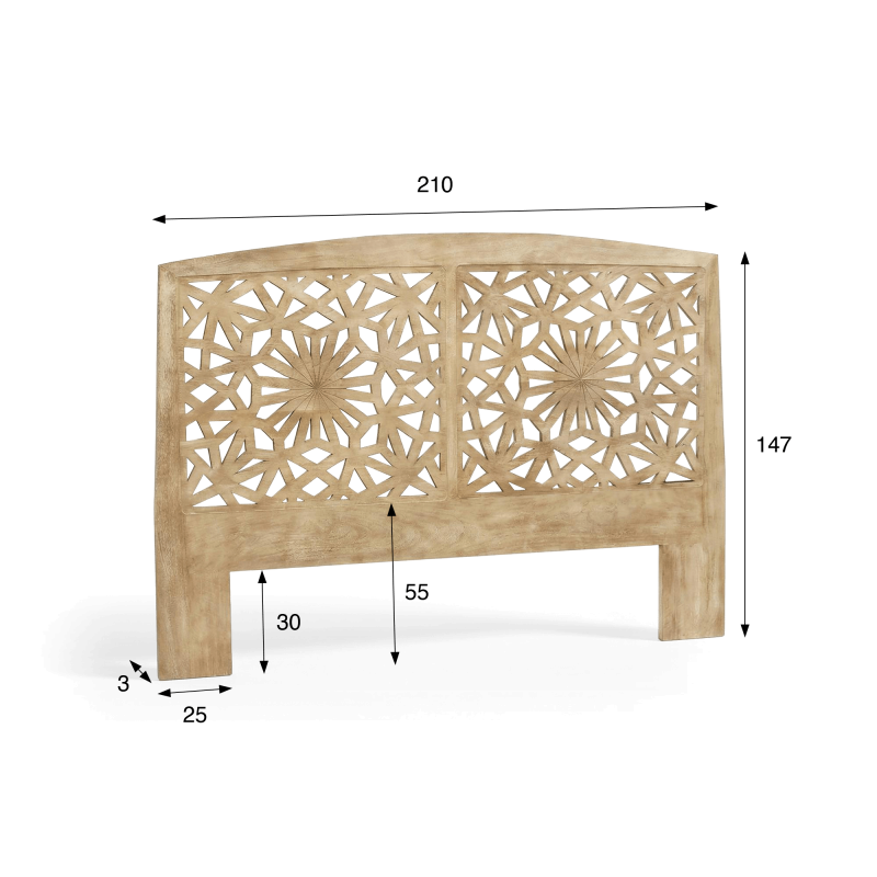 Hoofdbord van massief gesculpteerd hout 200 cm - Nevea