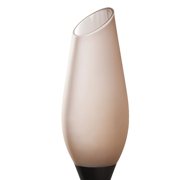 Vloerlamp in bruin metaal met kap van opaalglas - Barton