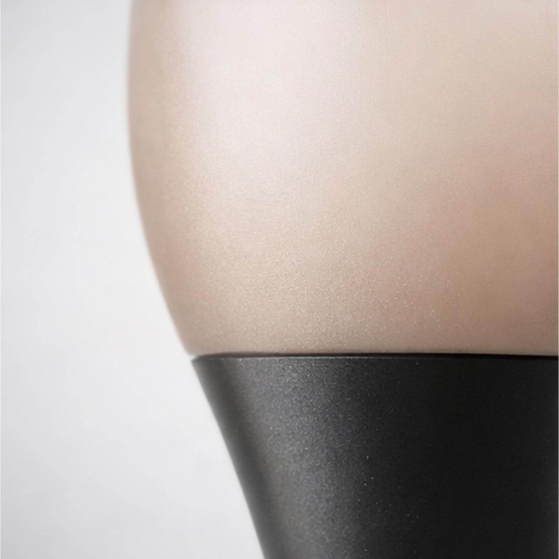 Vloerlamp in bruin metaal met kap van opaalglas - Barton