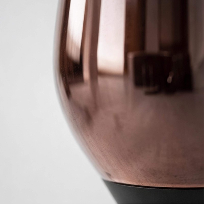 Design vloerlamp in zwart metaal met amberglazen kap - Barton