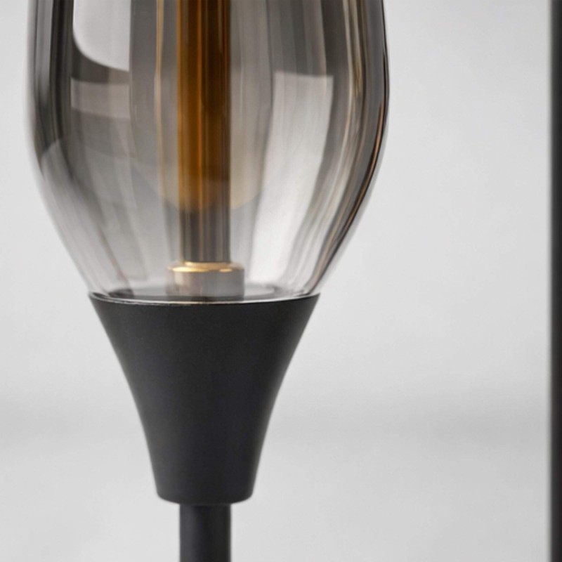 Design vloerlamp in zwart metaal met amberglazen kap - Barton