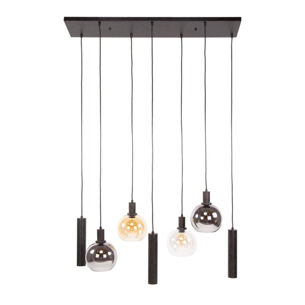 Hanglamp met glazen kap en zwart metaal - Sfera