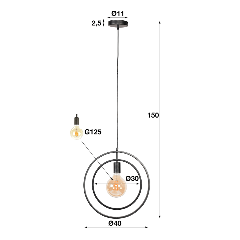 Industriële hanglamp in metaal - Altis