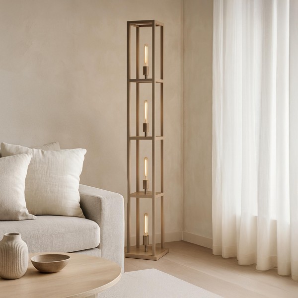 Metalen vloerlamp voor de woonkamer met LED-verlichting in industriële stijl – Strukt
