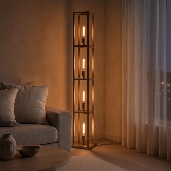 Metalen vloerlamp voor de woonkamer met LED-verlichting in industriële stijl – Strukt