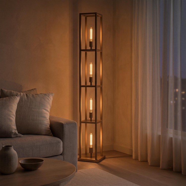 Metalen vloerlamp voor de woonkamer met LED-verlichting in industriële stijl – Strukt