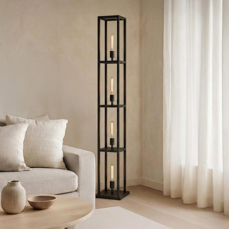 Metalen vloerlamp voor de woonkamer met LED-verlichting in industriële stijl – Strukt