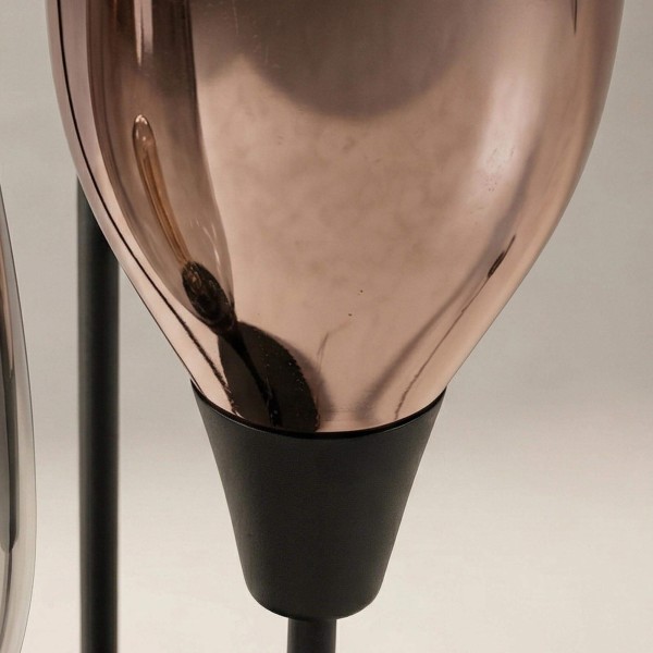 Design vloerlamp in zwart metaal met amberglazen kap XL - Barton