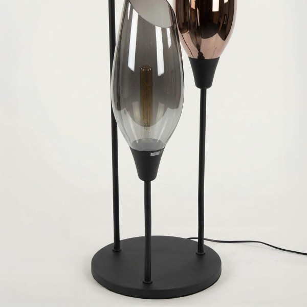 Design vloerlamp in zwart metaal met amberglazen kap XL - Barton