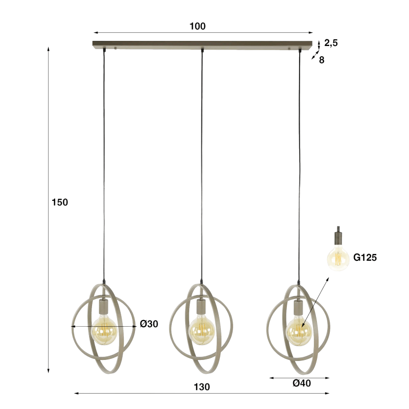 Industriële hanglamp in metaal - Altis