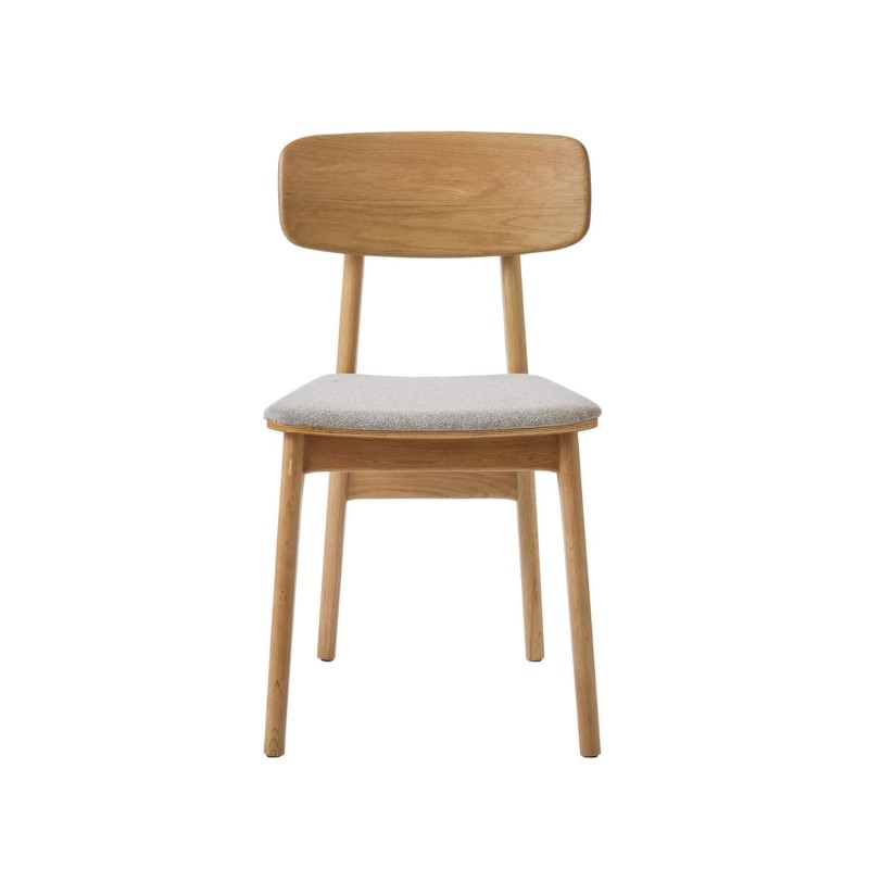 Eetkamerstoel in natuurlijk eiken en grijze stof - Lima