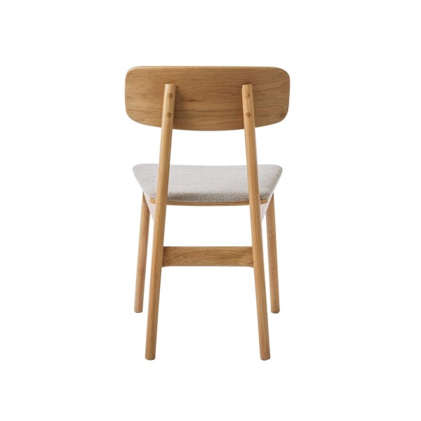 Eetkamerstoel in natuurlijk eiken en grijze stof - Lima