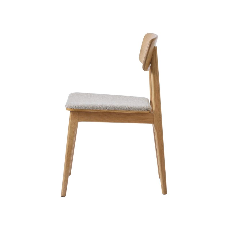 Eetkamerstoel in natuurlijk eiken en grijze stof - Lima