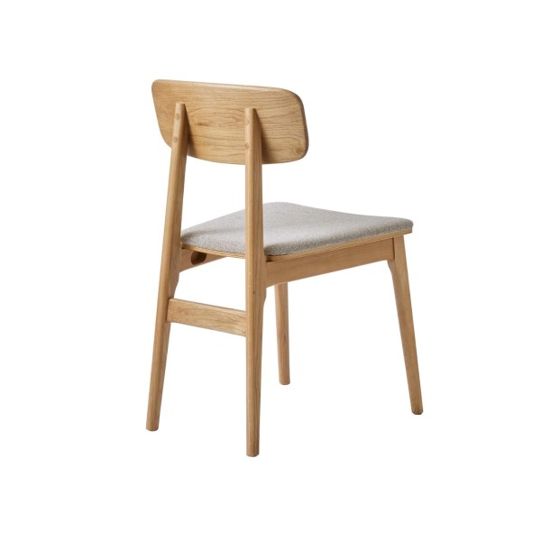 Eetkamerstoel in natuurlijk eiken en grijze stof - Lima