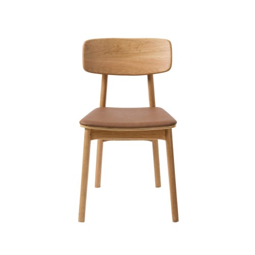 Eetkamerstoel in natuurlijk eiken en vegan leer - Lima