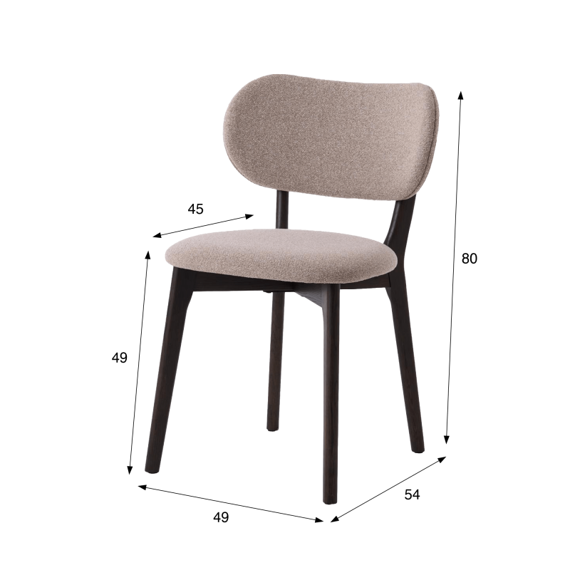 Eetkamerstoel in eiken en taupekleurige stof - Stilo
