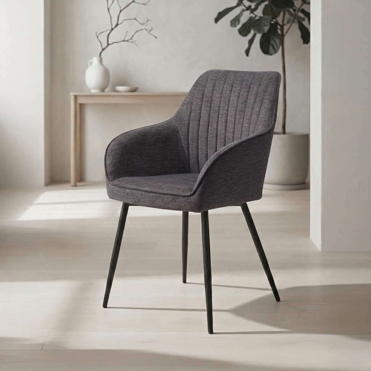 Eetkamerstoel in antracietkleurige stof - Nolan Stripe