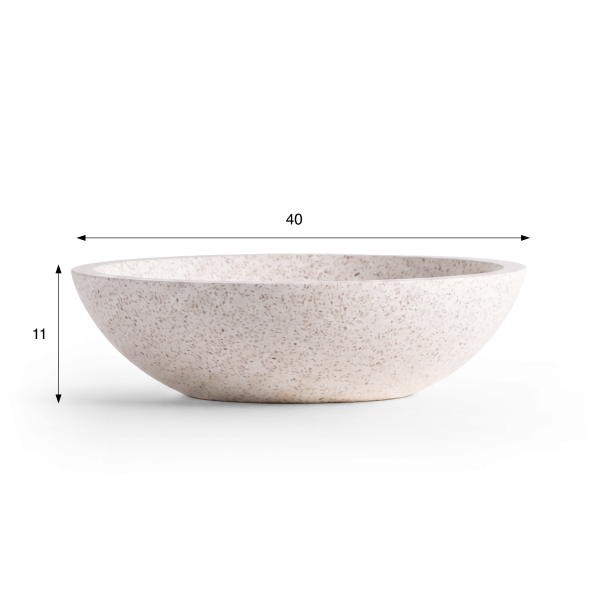 Ronde witte terrazzo wastafel diameter 40 cm - Megha