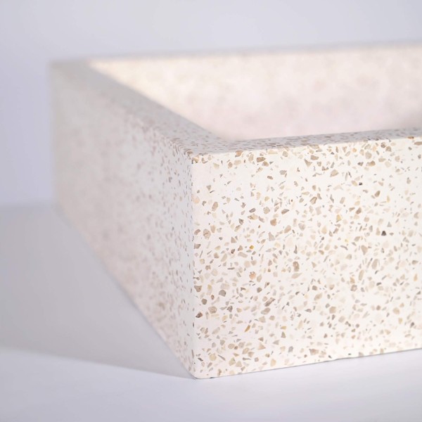 Witte terrazzo rechthoekige waskom 45 cm x 40 cm - Mayuri
