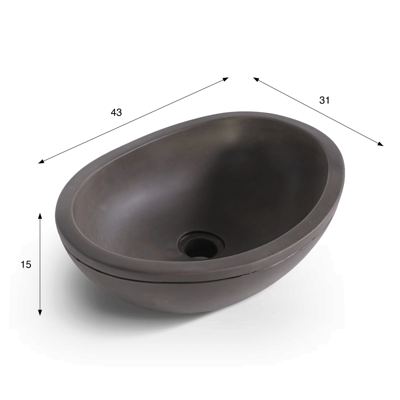 Betonnen waskom - Diep antraciet - Mineralis