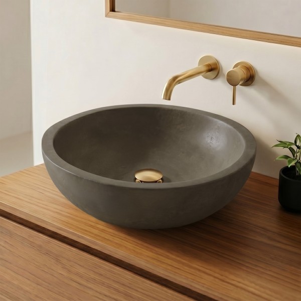 Rond betonnen bekken in natuurlijke kleur - Urban Rock