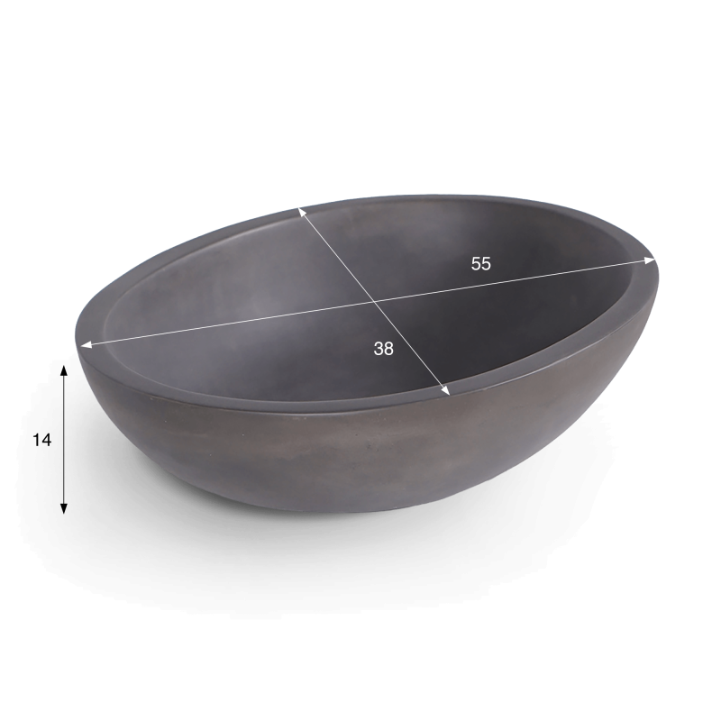Ovaal betonnen waskom - Diep antraciet - Raw Blend