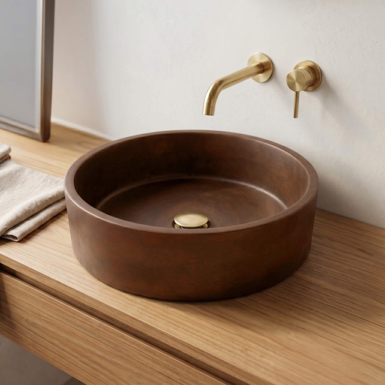 Rond betonnen waskom - Vintage bruin - Mineral