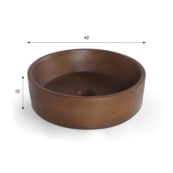 Rond betonnen waskom - Vintage bruin - Mineral