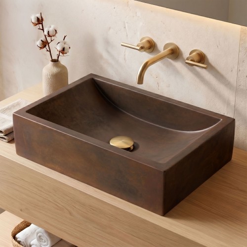 Rechthoekige betonnen waskom - Vintage bruin - Pure Cast