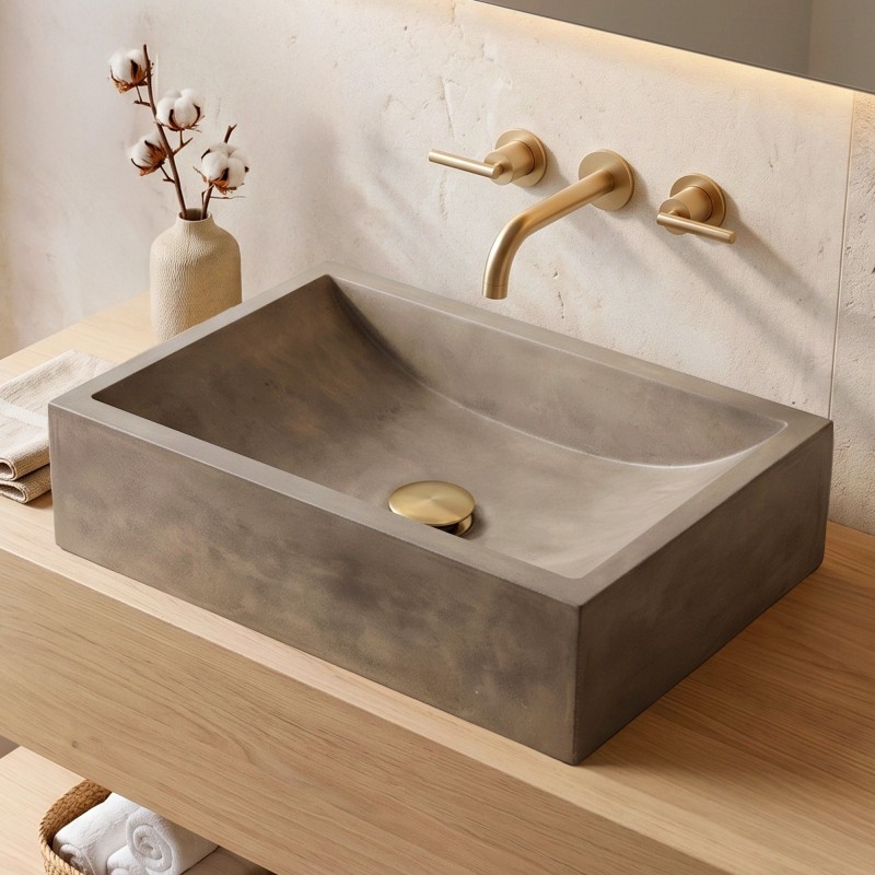 Rechthoekig betonnen waskom - Natuurlijke kleur - Pure Cast