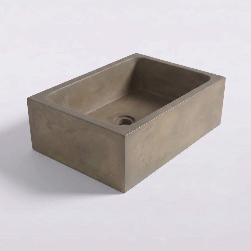 Rechthoekige betonnen waskom - Natuurlijke kleur - Slate Wave