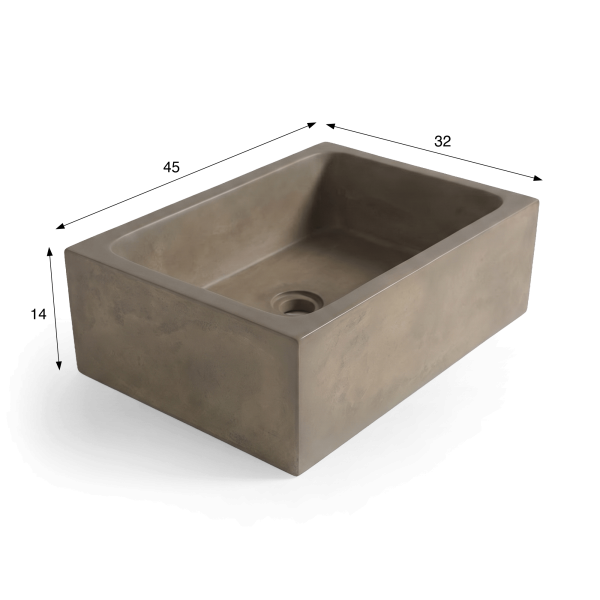 Rechthoekige betonnen waskom - Natuurlijke kleur - Slate Wave