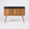 120 cm massief teak badkamermeubel met zwarte terrazzo waskom - Keya