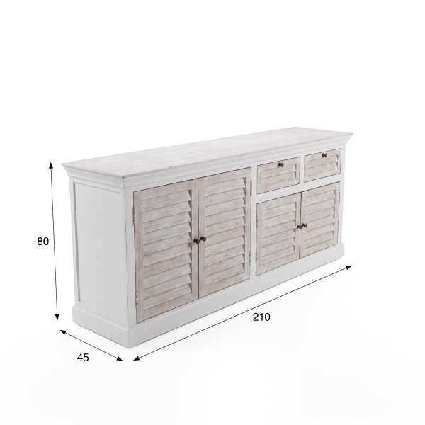 Dressoir voor de eetkamer in natuurlijk wit hout 210 cm - Sea Side