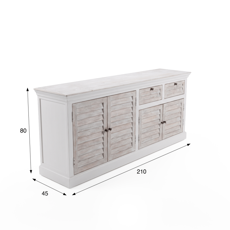 Dressoir voor de eetkamer in natuurlijk wit hout 210 cm - Sea Side