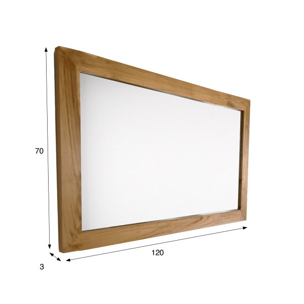 Rechthoekige Spiegel 120 cm van massief teakhout frame
