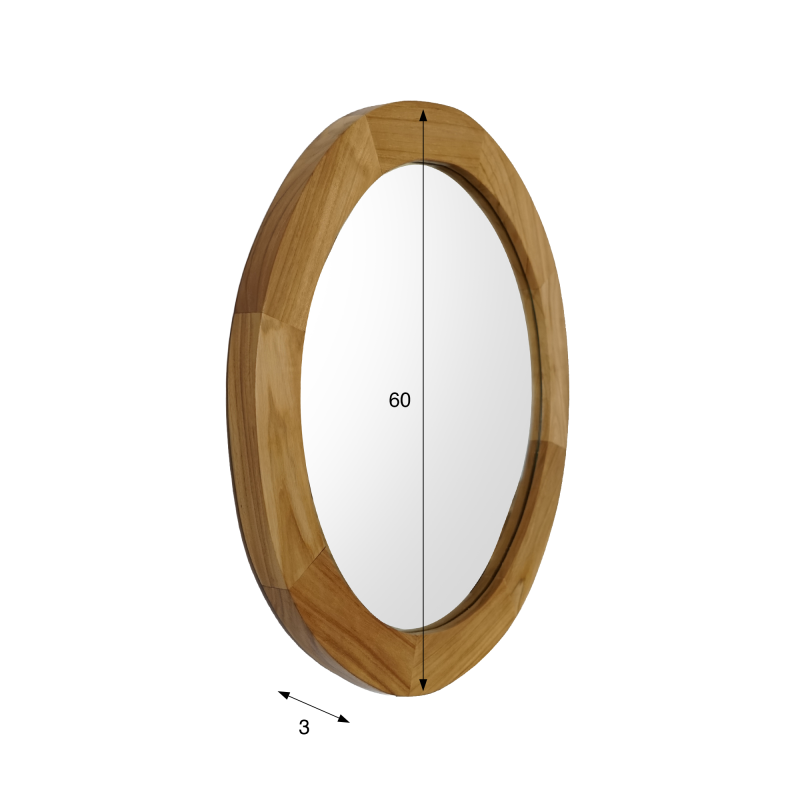 Ronde spiegel van 60 cm met houten frame