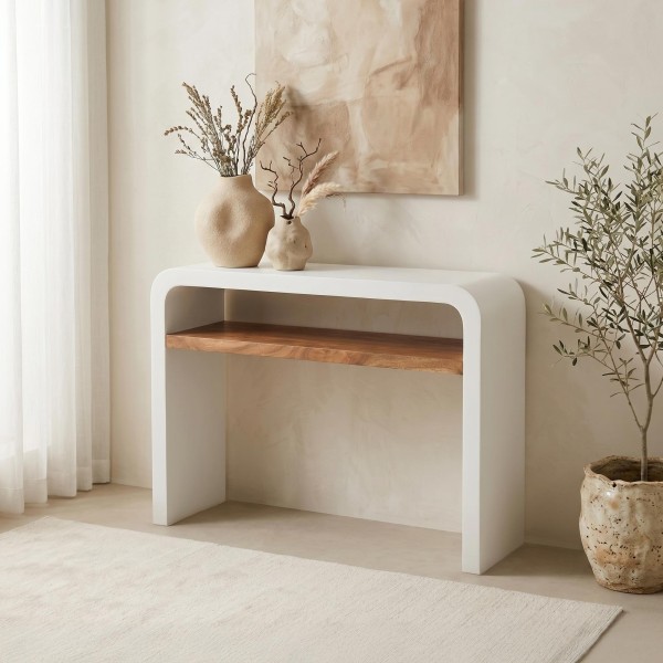 Halconsole in betonlook en massief acaciahout - Mineralis