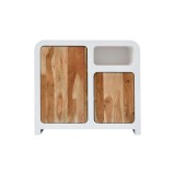 Dressoir voor de eetkamer in betonlook en massief acaciahout 90 cm - Mineralis