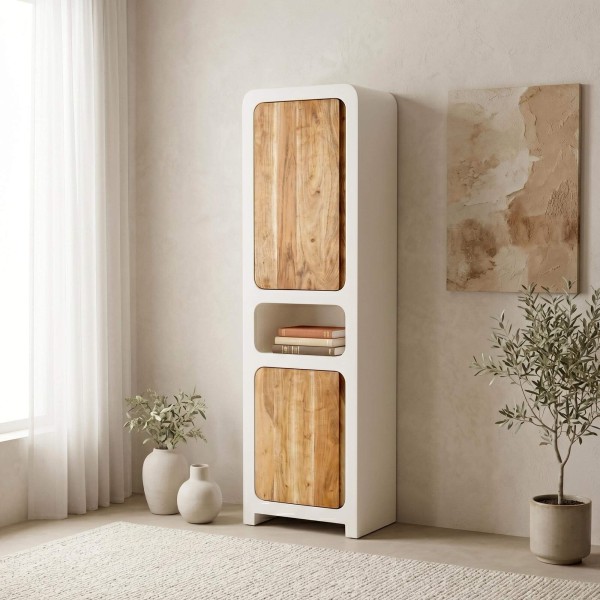 Kast in betonlook en massief acaciahout 50 cm - Mineralis