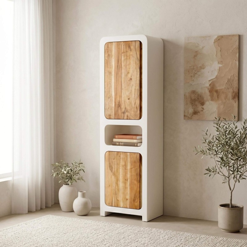 Kast in betonlook en massief acaciahout 50 cm - Mineralis