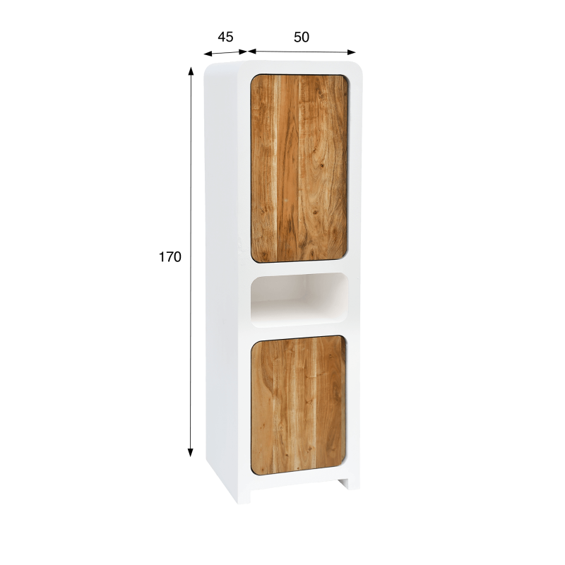 Kast in betonlook en massief acaciahout 50 cm - Mineralis