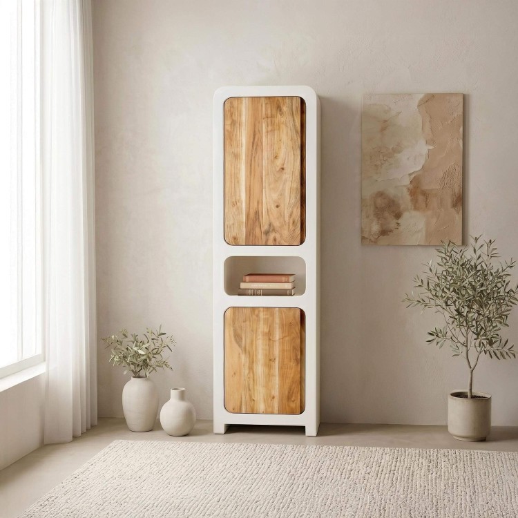 Kast in betonlook en massief acaciahout 50 cm - Mineralis