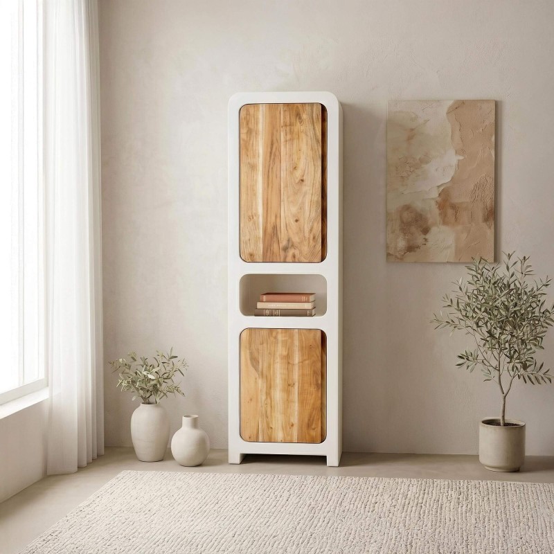 Kast in betonlook en massief acaciahout 50 cm - Mineralis